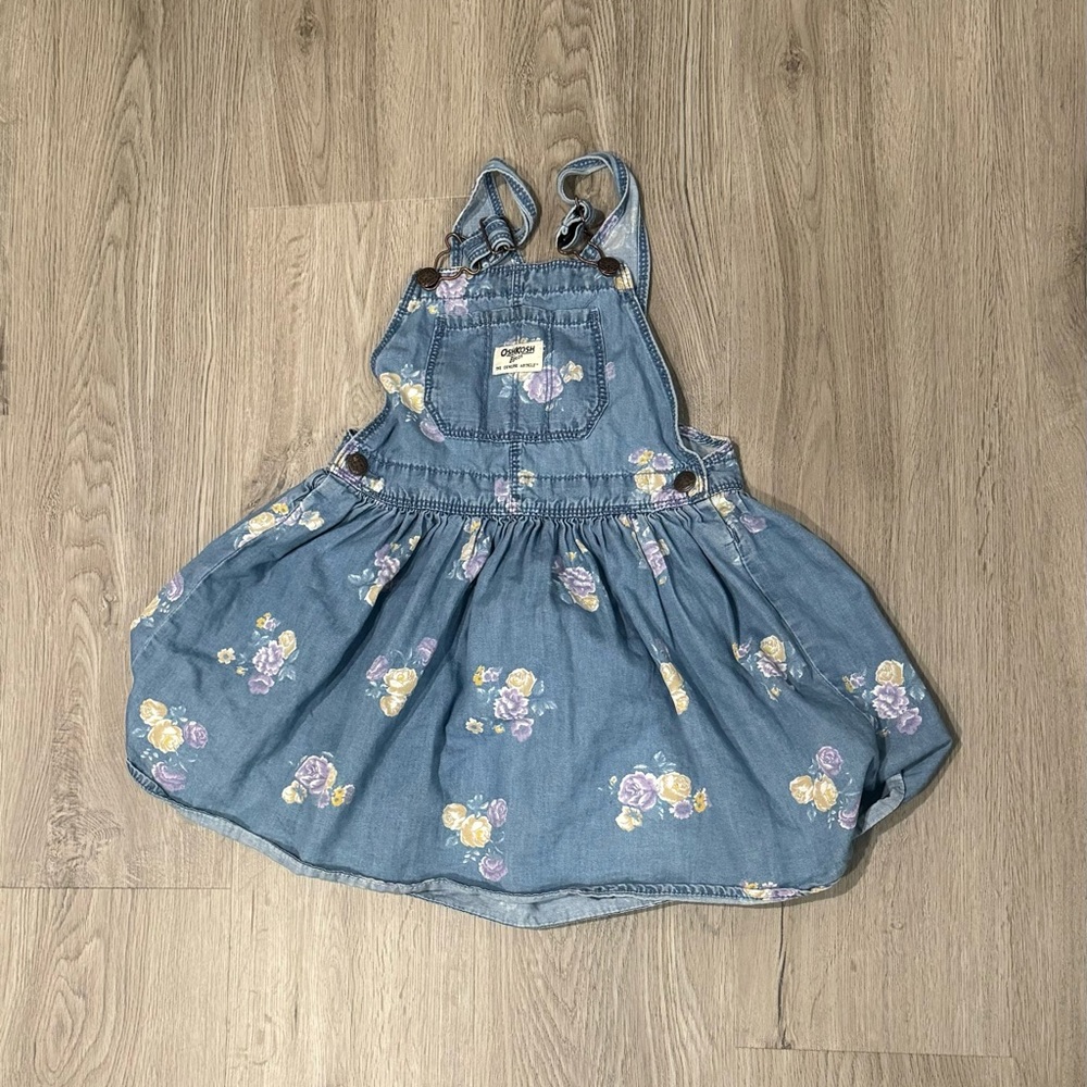 OshKosh B'Gosh Floral Vestbak Denim Dress, Size 5T